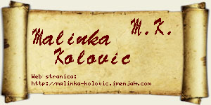 Malinka Kolović vizit kartica